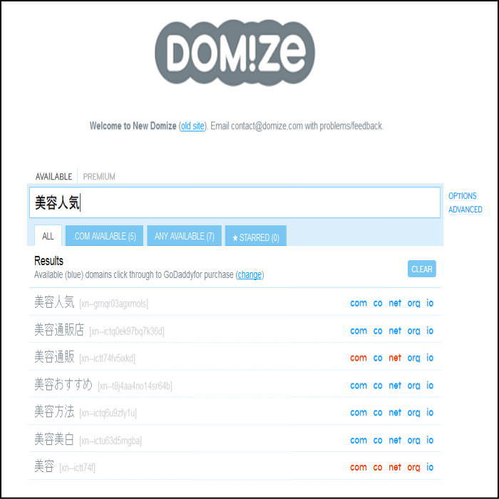 ｢domize｣超高速ドメイン探し